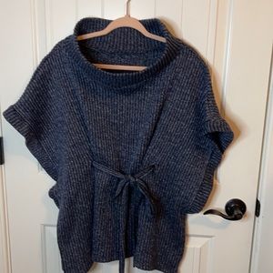 Poncho sweater in Heathered Navy Blue
